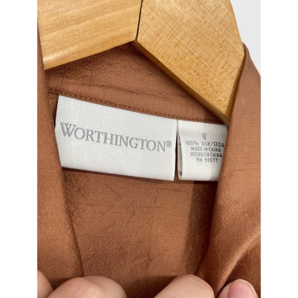 Worthington Shot Changeant Orange 100% Silk Blouse‎ Size 8 Classic Quiet Luxury - Picture 5 of 5